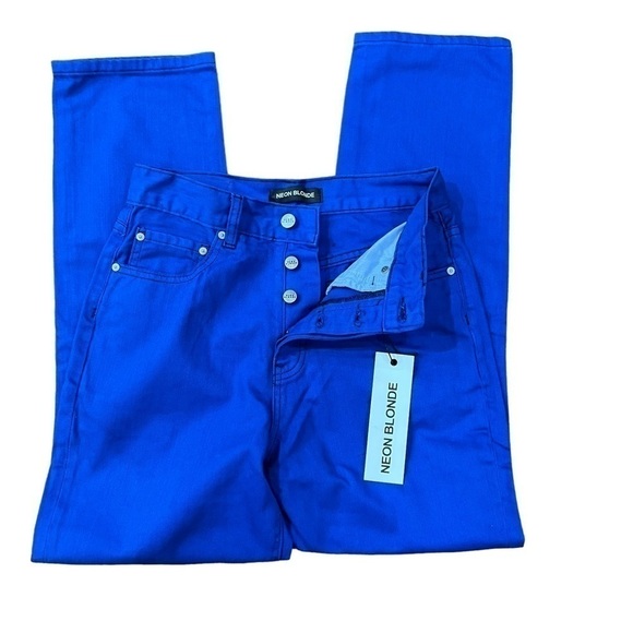 Neon Blonde NWT Size 26 Blue Lake Jean High Rise Distressed Button Fly “Cara” - Picture 5 of 10